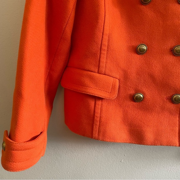 Banana Republic Vibrant Orange Pea Coat w Gold Buttons – Size Medium GUC - Picture 10 of 16